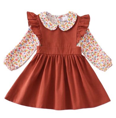 Brown Peter Pan Floral Dress