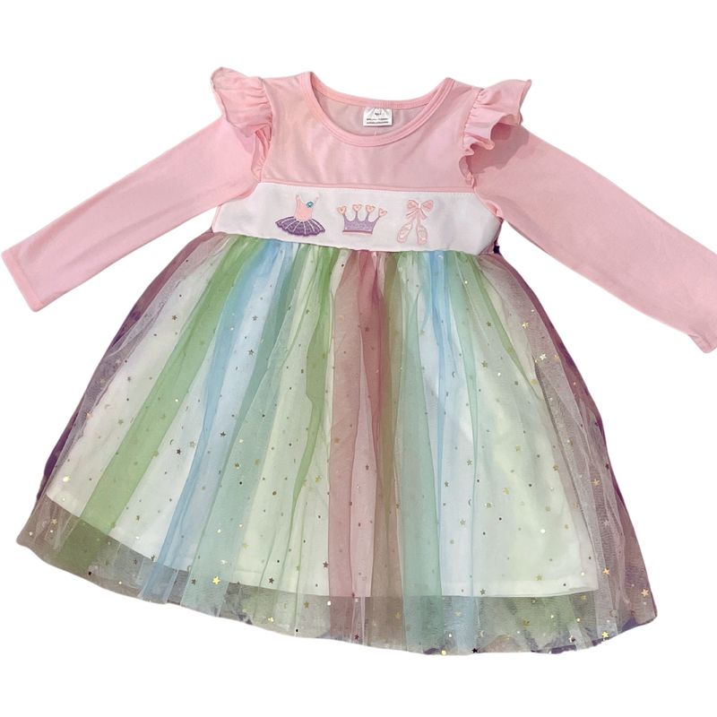 Embroidered Rainbow Tulle Dress