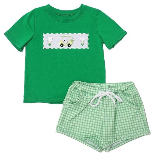 Embroidered Green Golf Set