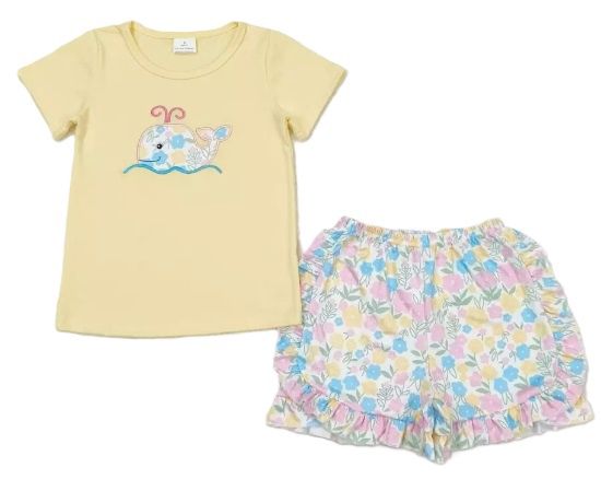 YELLOW FLORAL WHALE OUTFIT