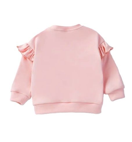 Pink Ruffle Sleeve Sweatshirt