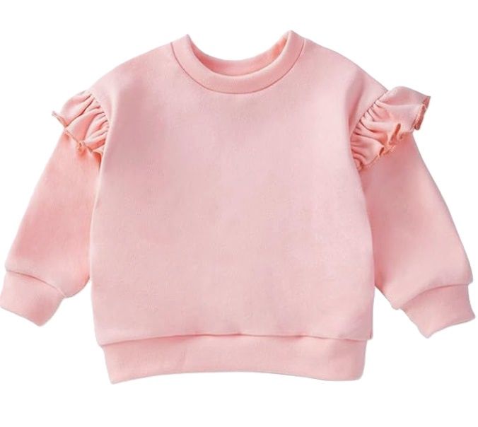 Pink Ruffle Sleeve Sweatshirt