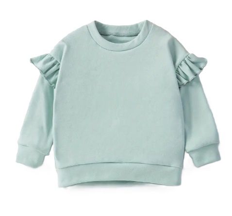 Green Ruffle Sleeve Sweatshirt