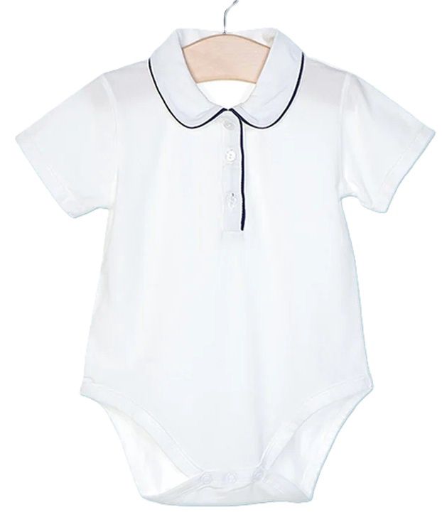 Navy Trim Peter Pan Onesie