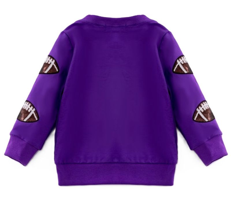 Purple Sequin Football Sweatshirt