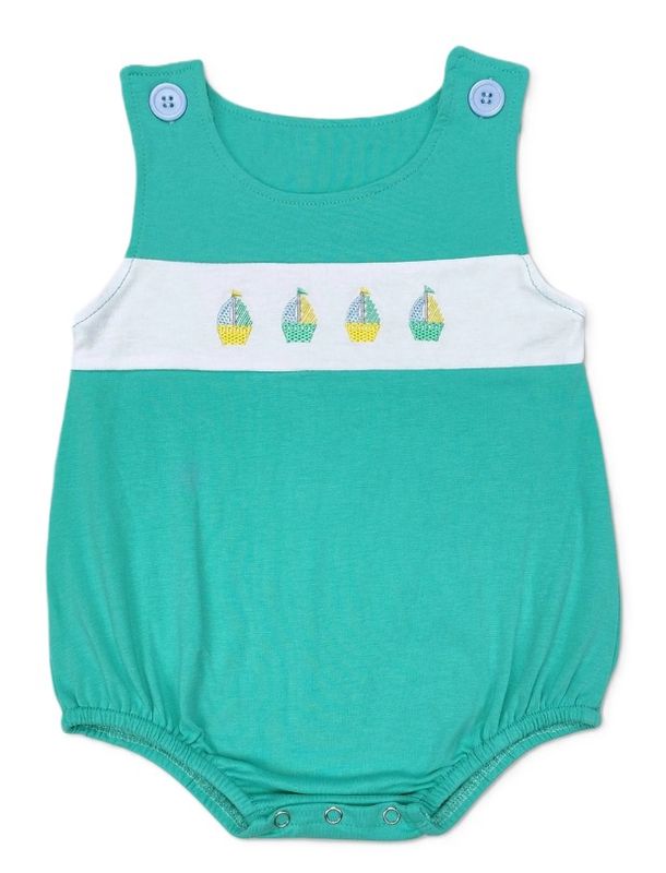 Embroidered Sailboat Romper