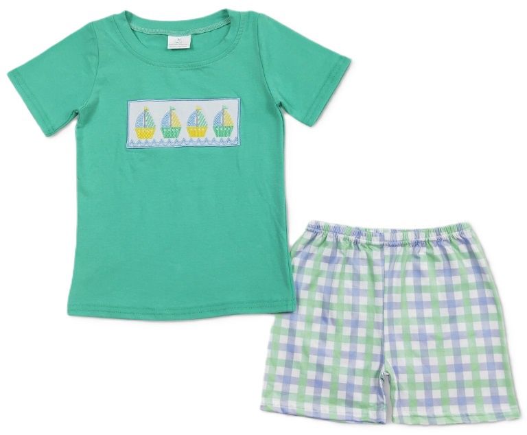 Embroidered Sailboat Set