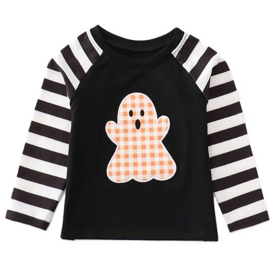 Long Sleeve Gingham Ghost T Shirt