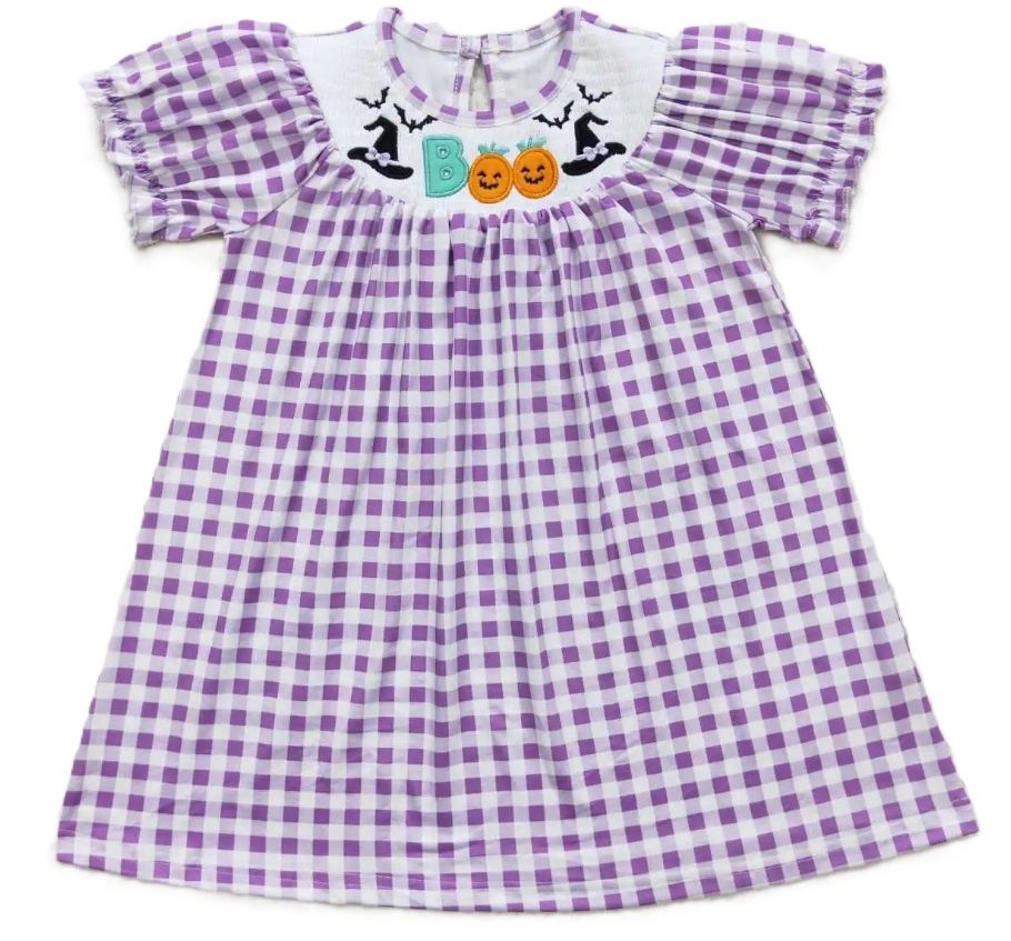 Smocked Purple Boo Dress