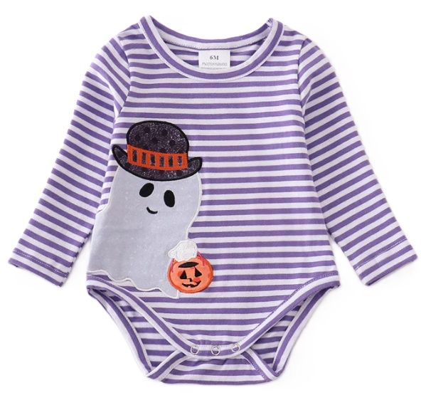 Purple Striped Ghost Romper