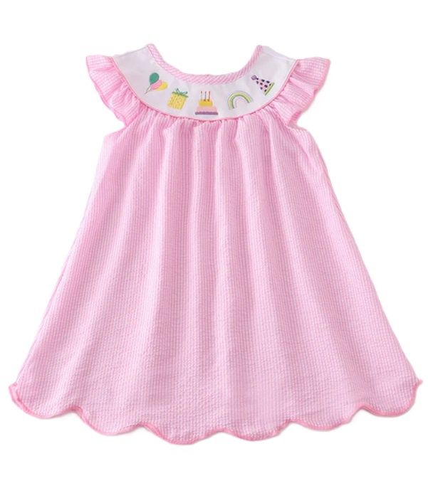 Pink Seersucker Birthday Dress