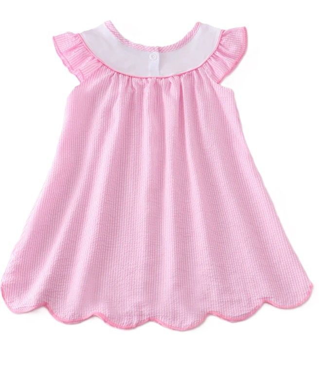Pink Seersucker Birthday Dress
