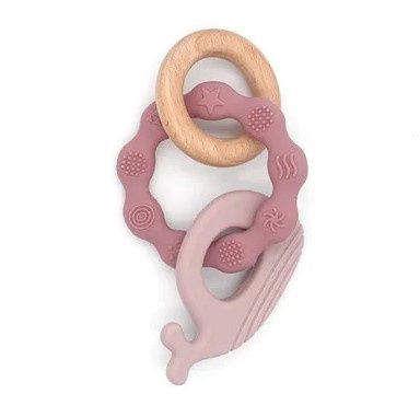 Silicone Whale Teether, Colour: Pink