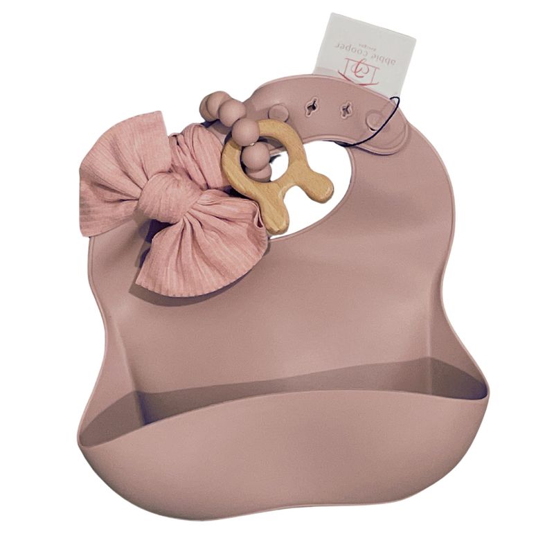 Dusty Rose Silicone Bib Set