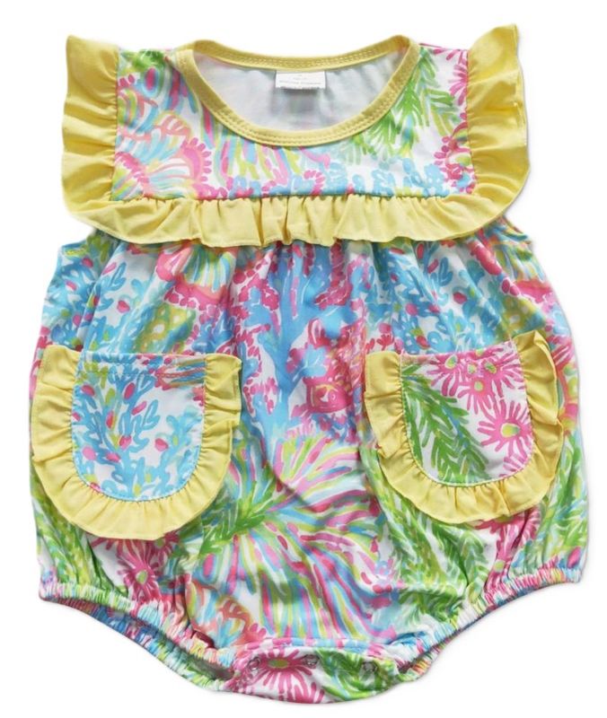 Watercolor Yellow Pocket Romper