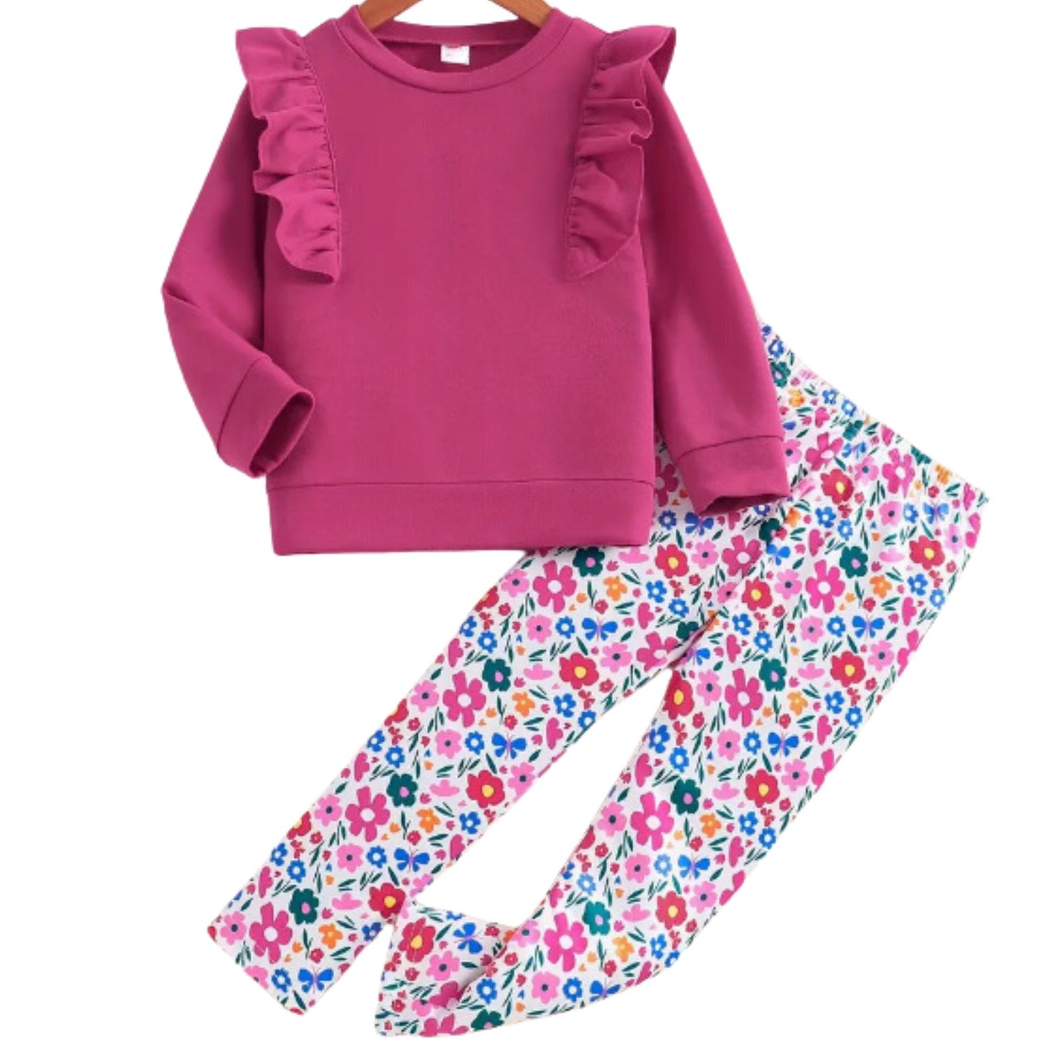 Girls Ruffle Sweatshirt Legging Set