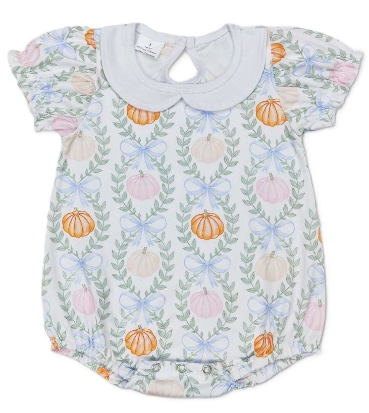 White Collar Pumpkin Romper