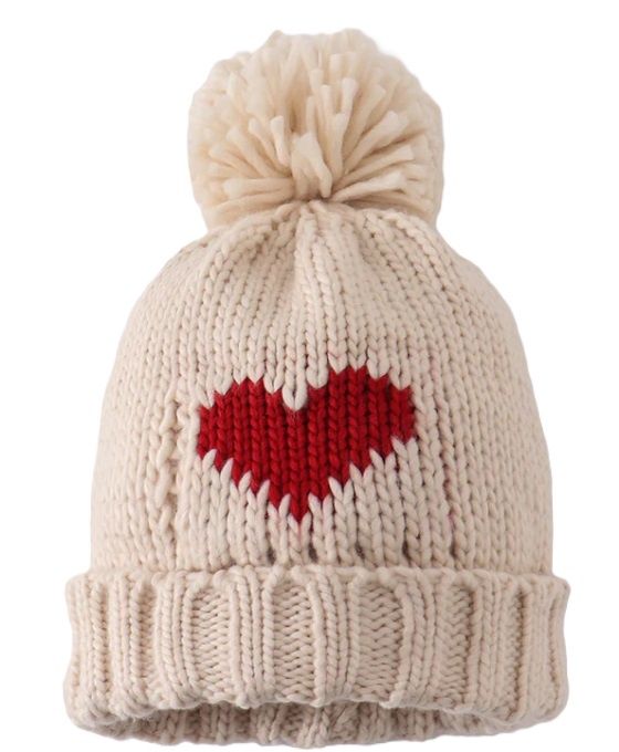 Tan Heart Beanie