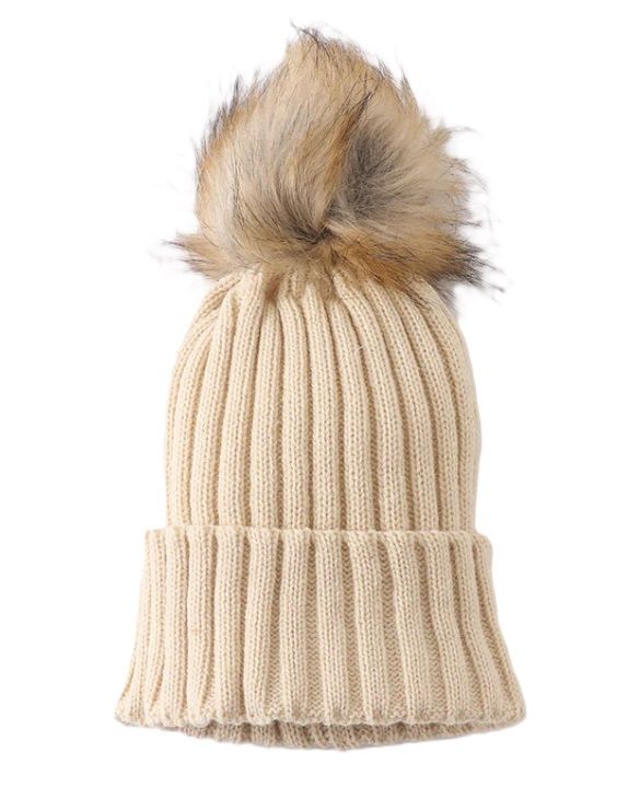 Cream Fur Beanie