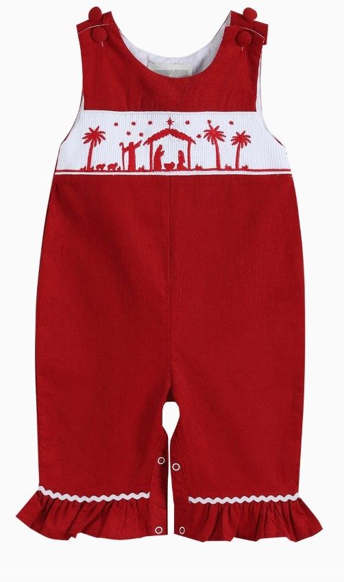 Smocked Red Nativity Romper