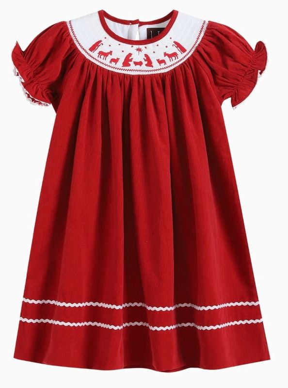 Red Smocked Nativity Dress