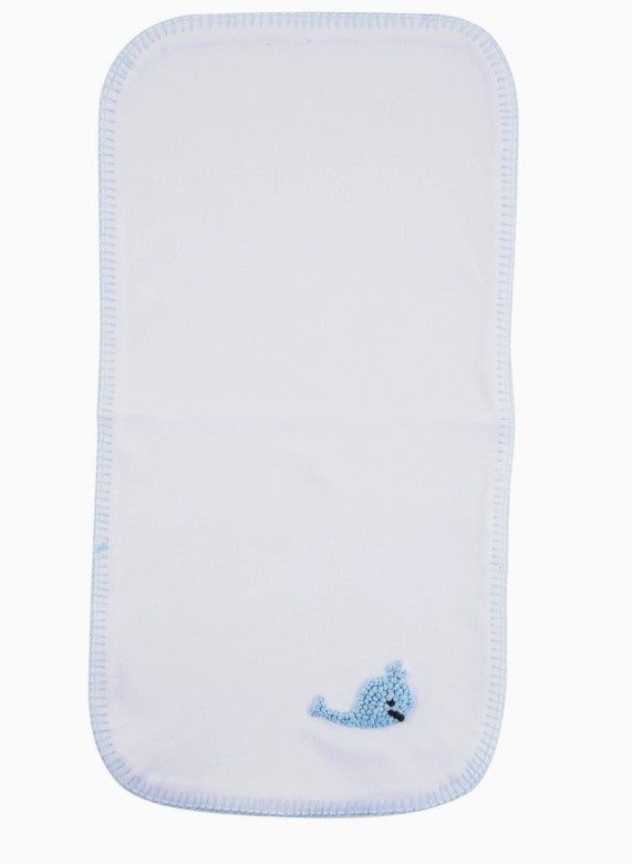 French Knot Whale Burp Cloth