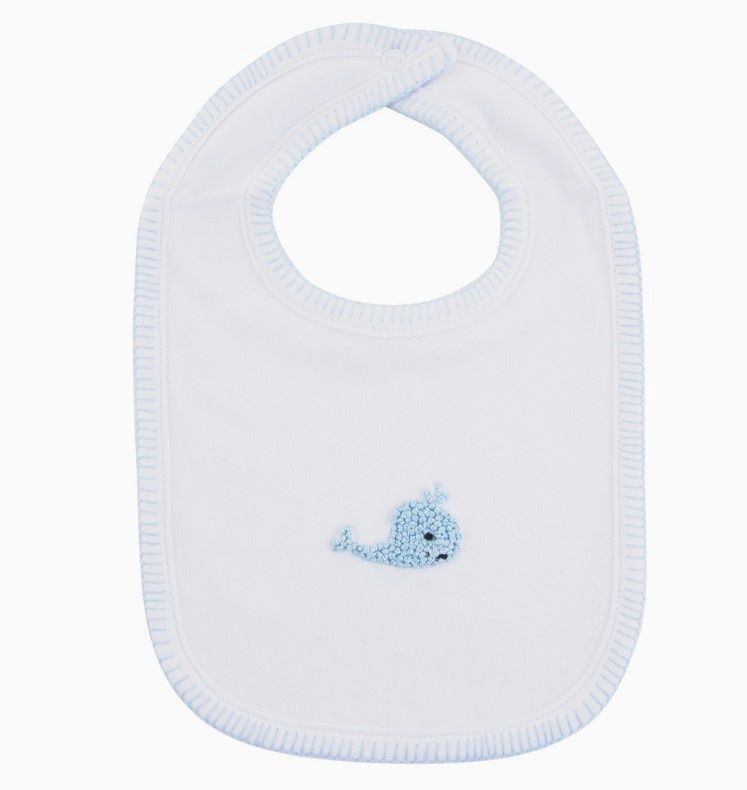 French Knot Whale Bib