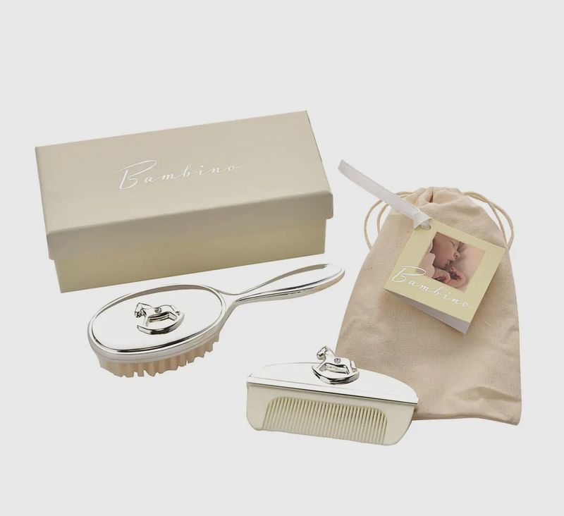 Silver Plated Rocking Horse Brush Set