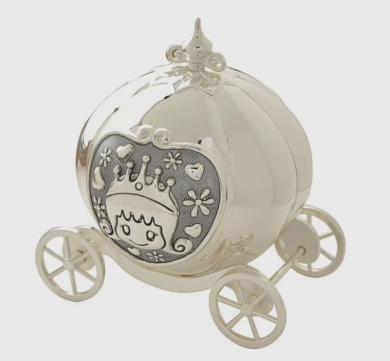 Silver Plated Money Box Princess Carriage
