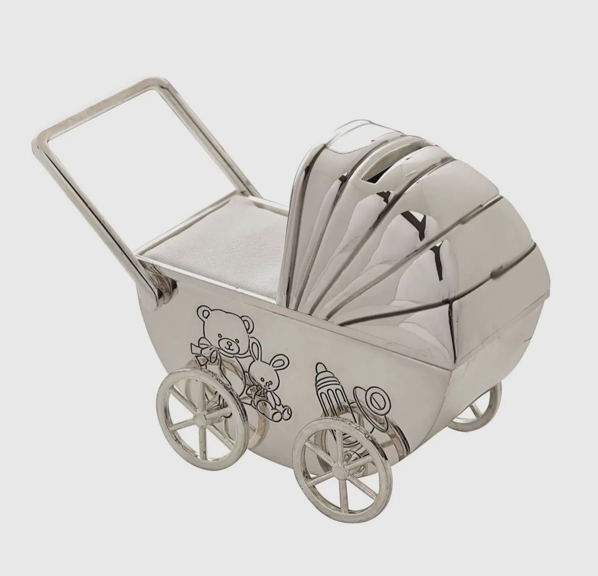 Silver Plated Baby Carriage Money Box