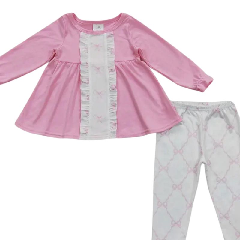 Pink LS Bow Legging Outfit