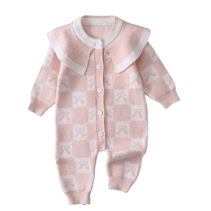 Girls Knit Collared Romper