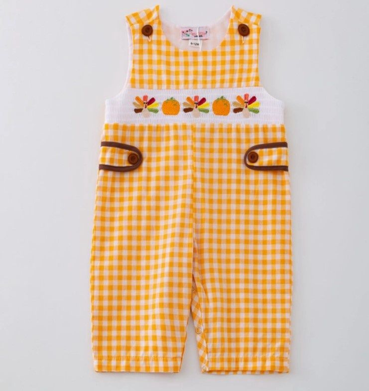 Smocked Orange Turkey Jon Jon