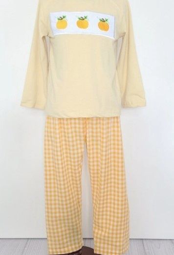 Smocked Orange Pumpkin Set