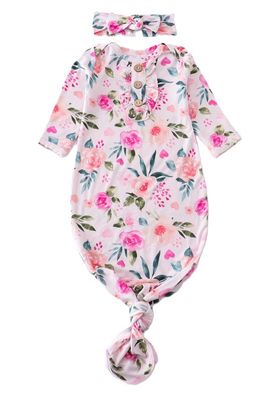 PINK FLORAL GOWN W/ HEADBAND