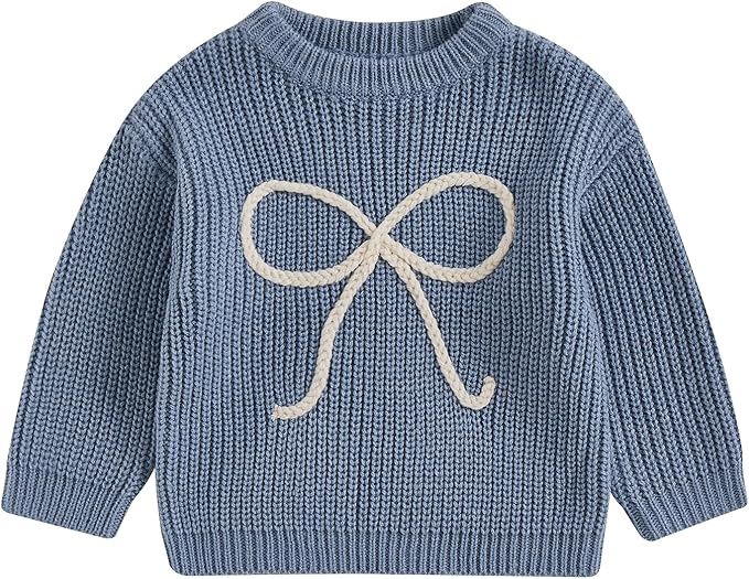 Blue Bow Knit Sweater