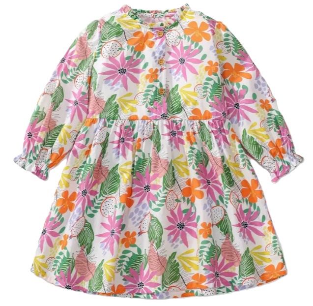 Pink &amp; Orange LS Floral Dress