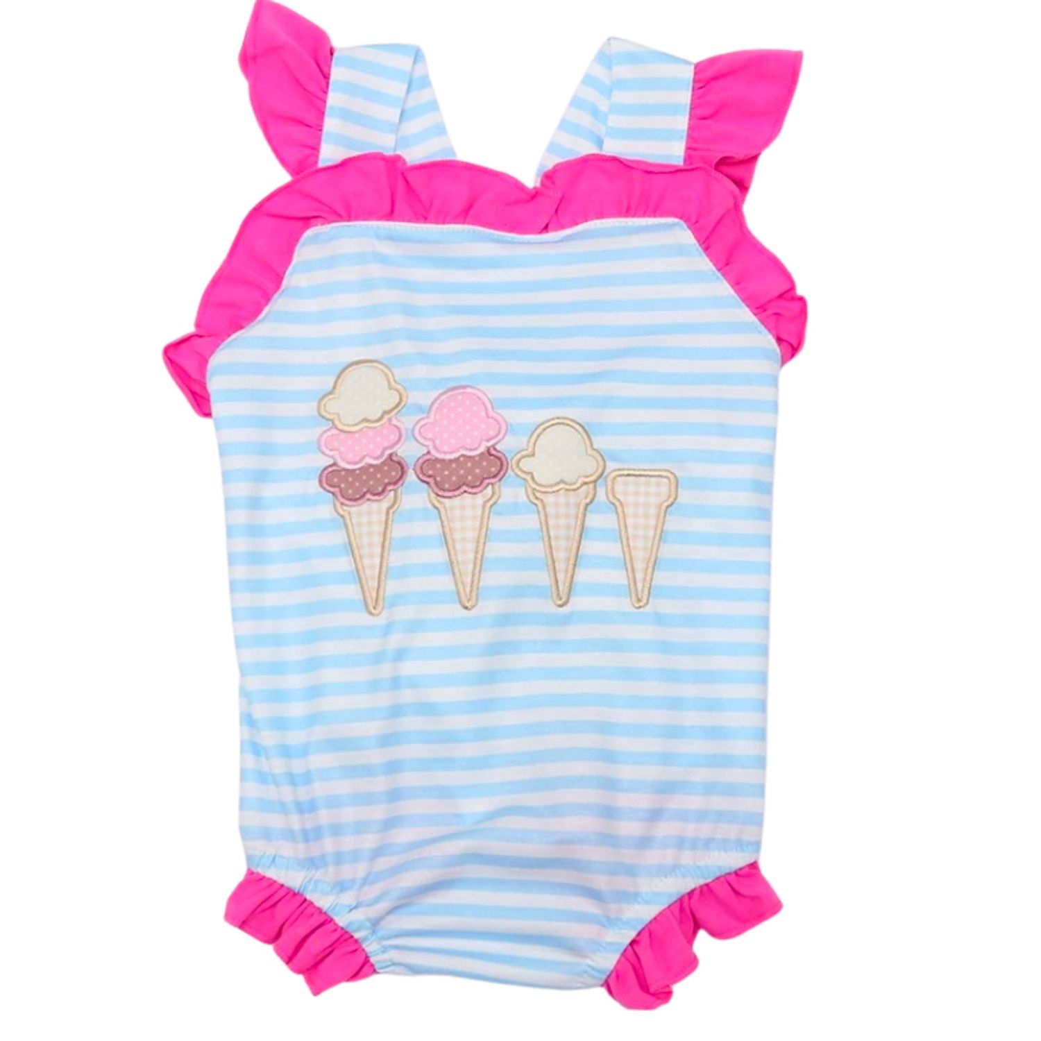 Blue Striped Ice Cream Sunsuit