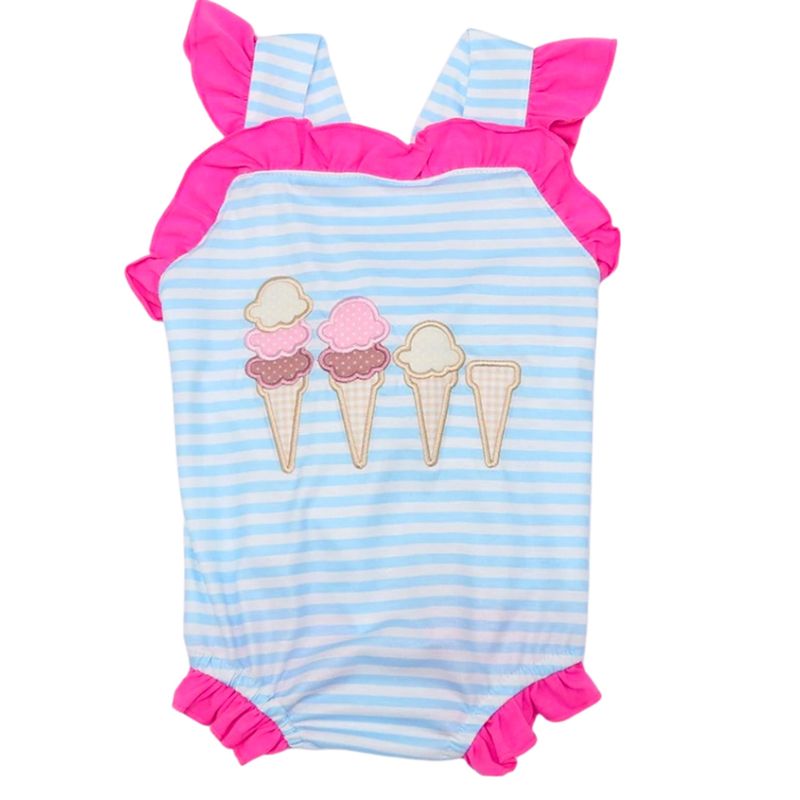 Blue Striped Ice Cream Sunsuit