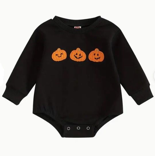 Black Halloween Pumpkin Romper