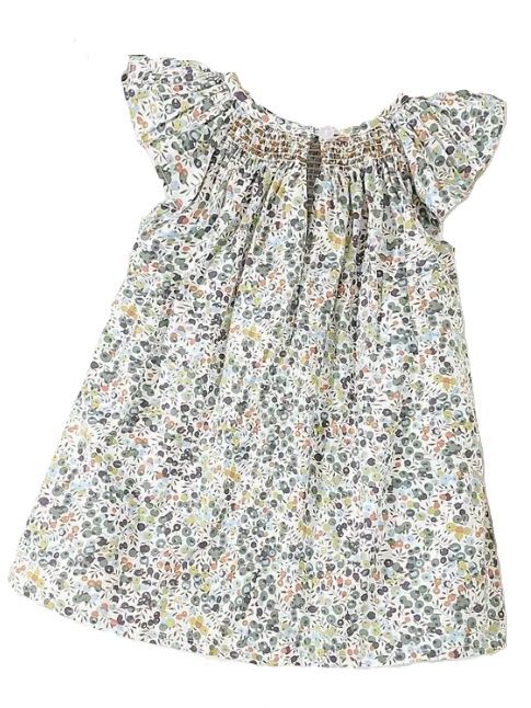 Green Smocked Short Sleeve Dress