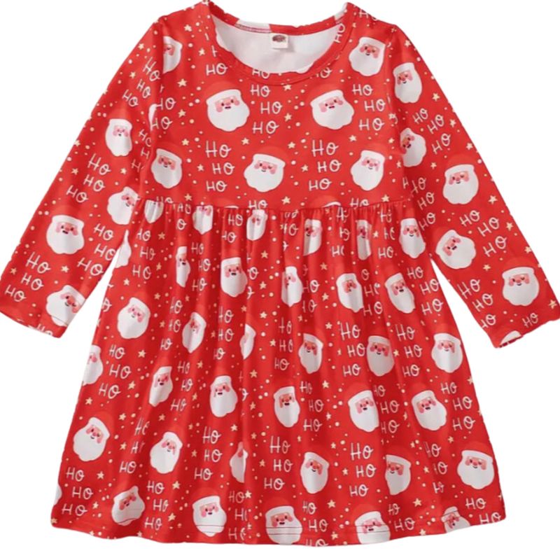 Red Ho Ho Ho LS Santa Dress