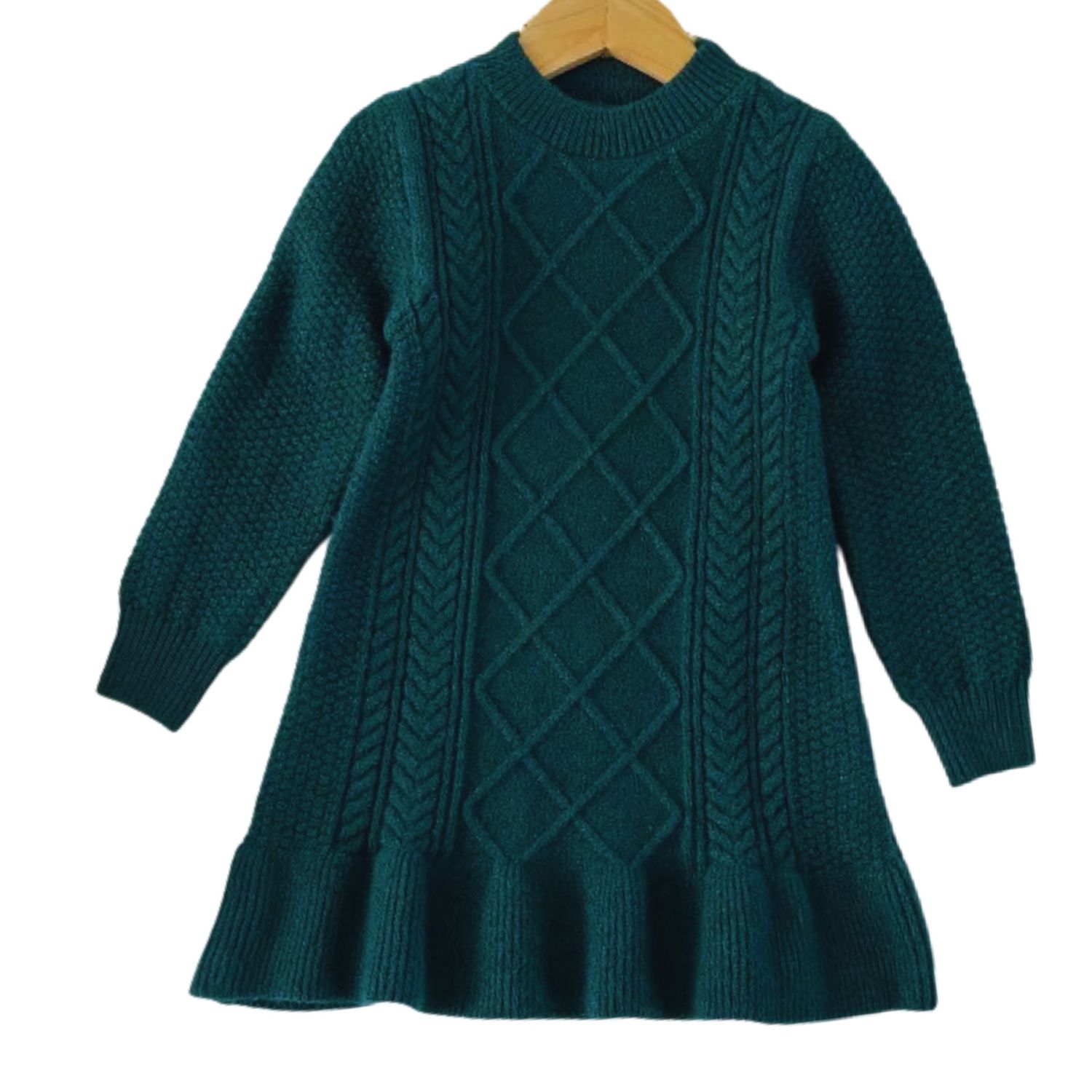 Green LS Sweater Dress