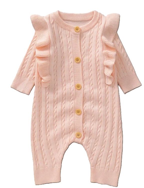 Pink Ruffle Knit Romper