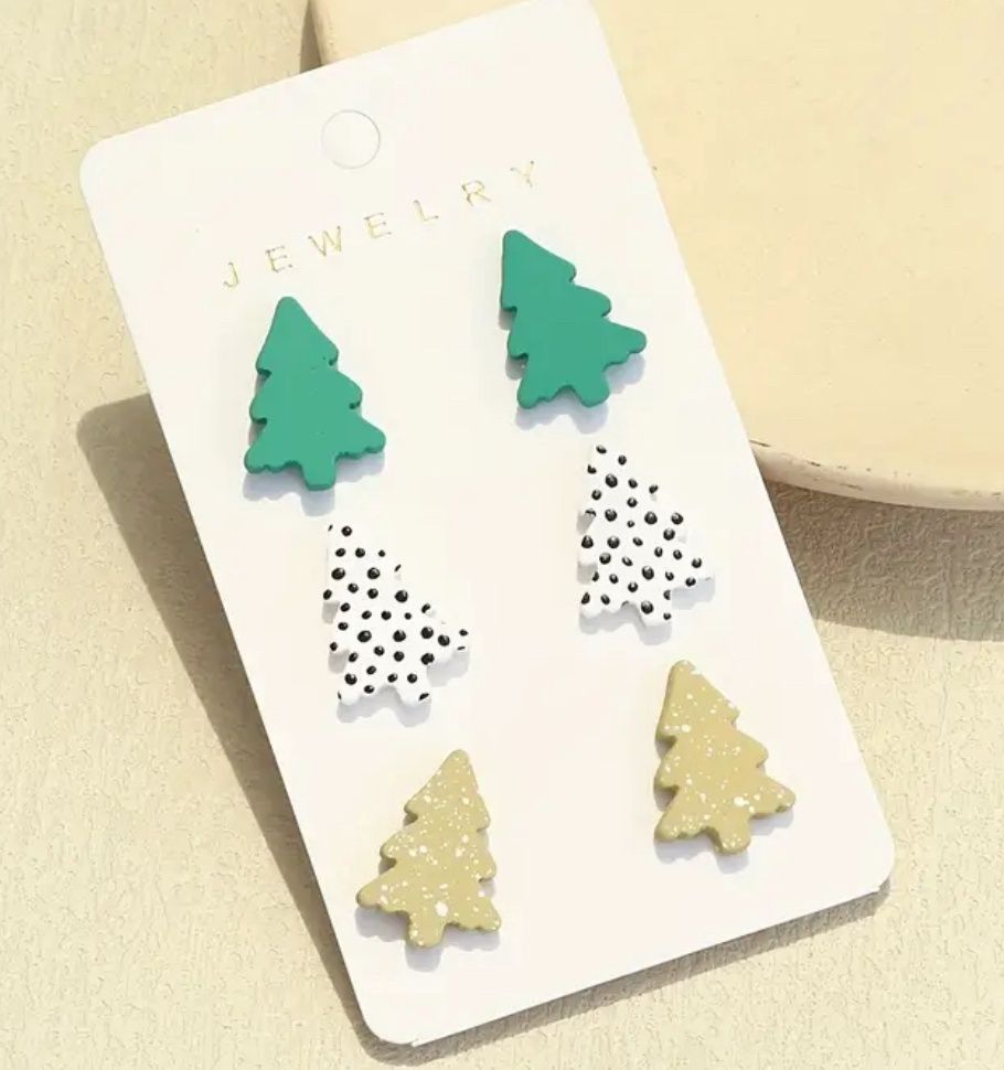 Trio Christmas Tree Earrings