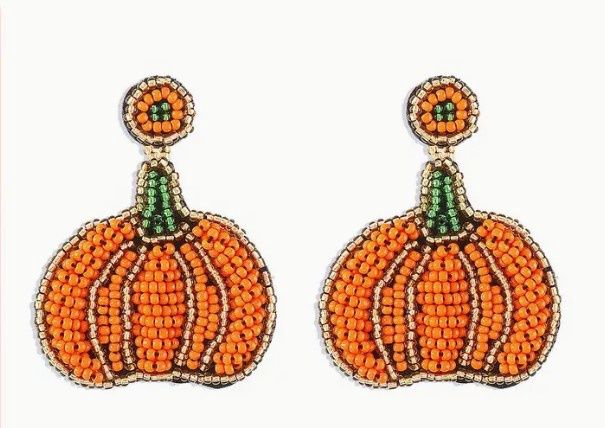 Beaded Pumpkin Earrings