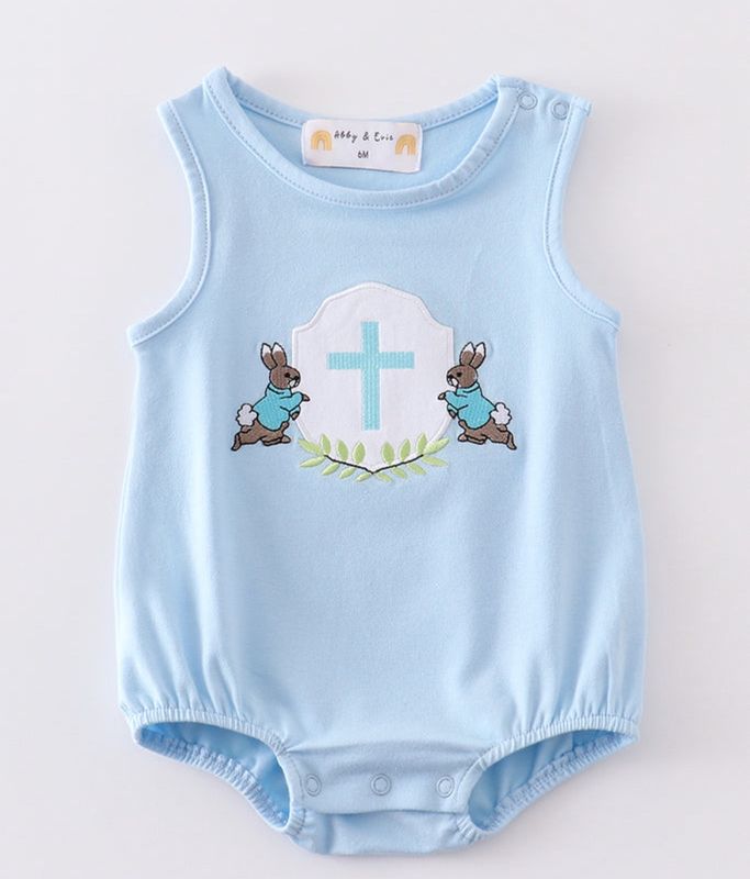 Blue Bunny Cross Romper