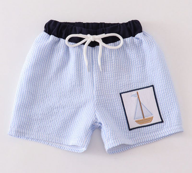 Seersucker Sailboat Trunks