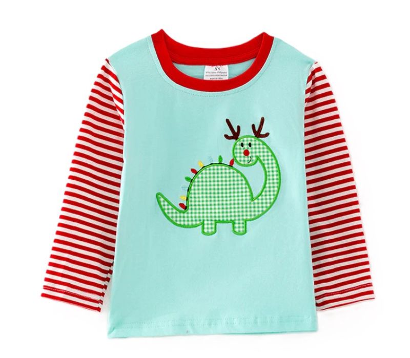 Christmas Dino LS T Shirt