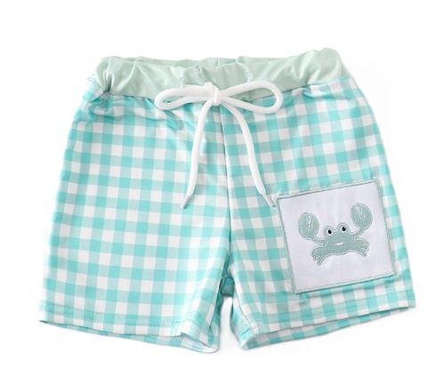 Aqua Plaid Crab Patch Trunks